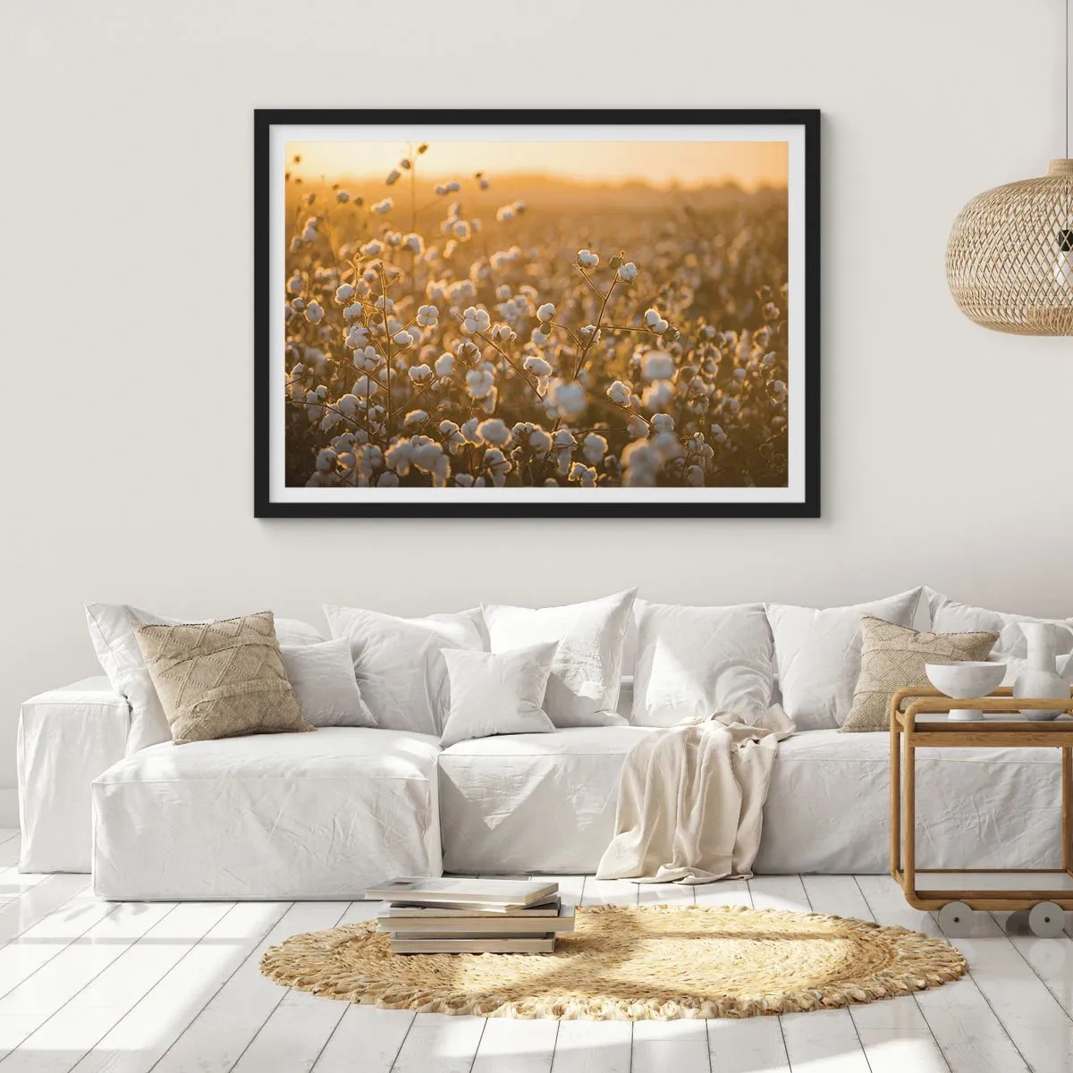 Affisch i svart ram - Fluffigt fält - 70x50 cm