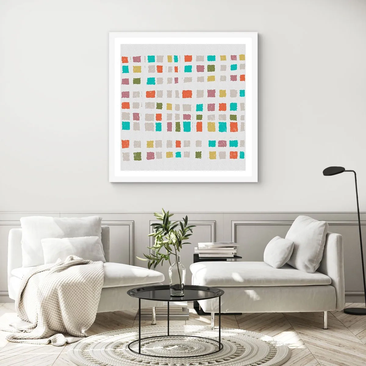 Affisch i vit ram - Ett okänt spel - 50x50 cm