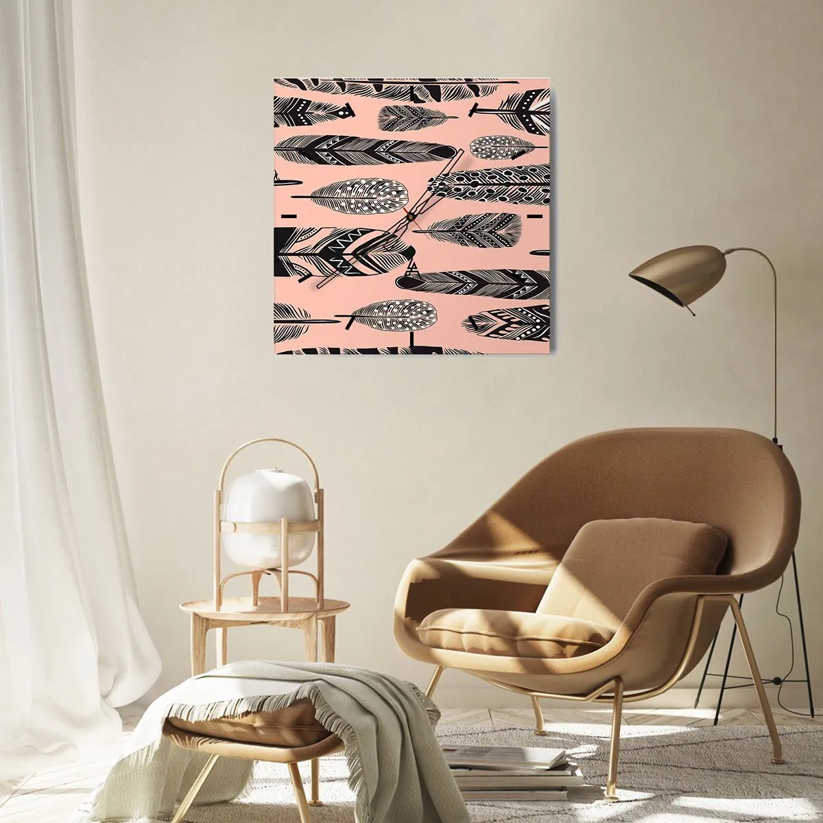 Väggklocka - Klocka på glas - Indiansk middag - 30x30 cm