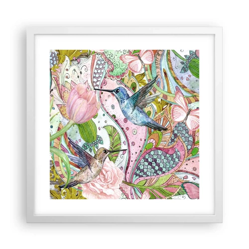 Affisch i vit ram - Inbäddade i klätterväxter - 40x40 cm