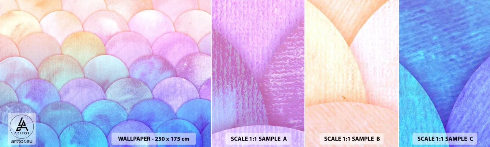 Fototapet Prov Standard Eco - Pärlskal - Pastell, Bubblor, Vågar - 100x30 cm