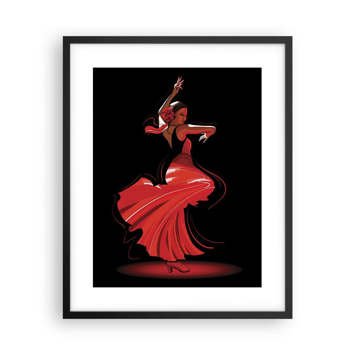 Affisch i svart ram - Flamencos brinnande anda - 40x50 cm