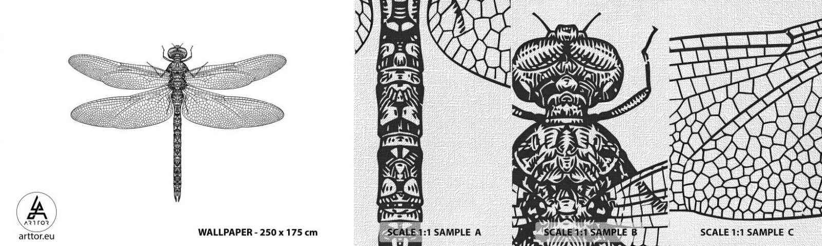 Provbit av fototapet Premium Canvas - Precision i naturen - Trollslända, Insekt, Minimalistisk - 100x30 cm