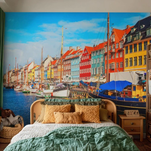 Fototapet på mått Standard Eco - Glad kaj - köpenhamn, Gammal stad, Arkitektur