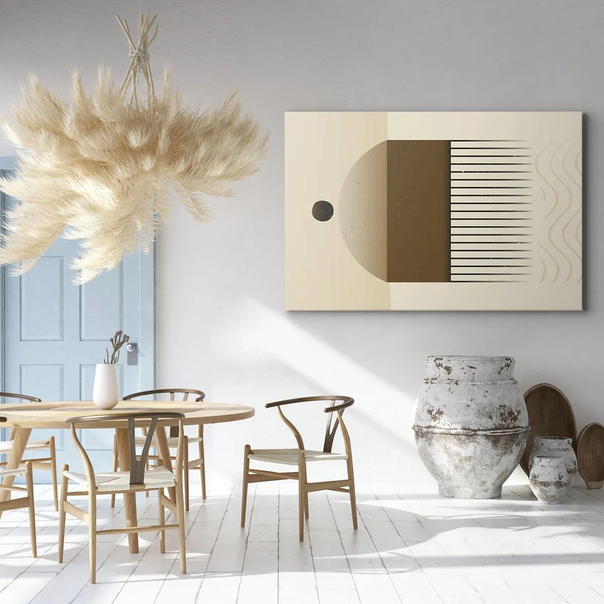 Canvastavla - Bild på duk - Abstrakt geometrisk komposition i beige och bruna toner - 70x50cm - Olika tillstånd - Modern väggdekoration för vardagsrum och sovrum ARTTOR