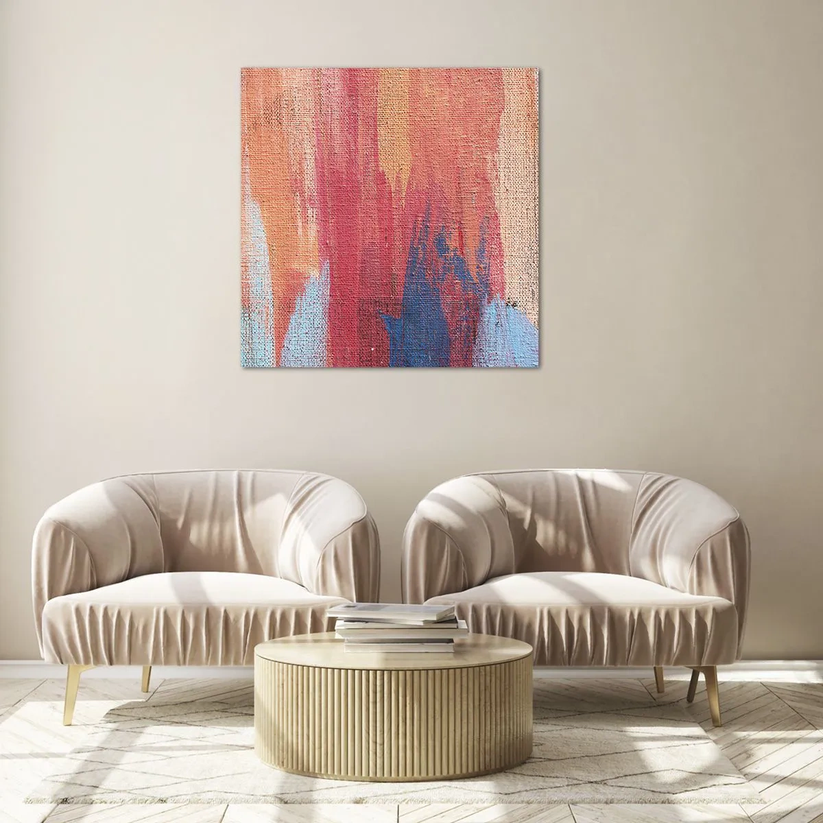 Glastavla - Bild på glas - Rinnande regnbåge - 40x40 cm