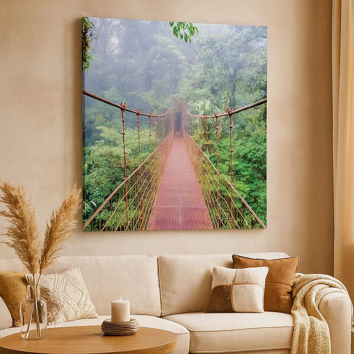 Canvastavla - Bild på duk - Upphängd i trädkronorna - 30x30 cm