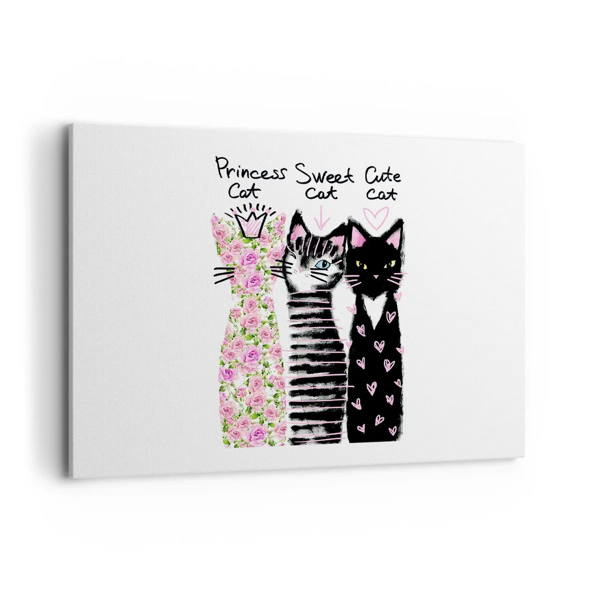 Canvastavla - Bild på duk - Det var en gång tre katter - 100x70 cm