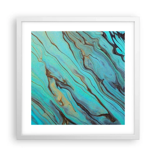 Affisch i vit ram - Turkost tidvatten - 40x40 cm