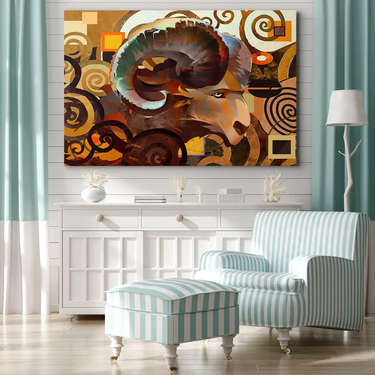 Canvastavla - Bild på duk - En symbolisk ram i en abstrakt komposition - 70x50cm - Magi - religion - ritualer - Modern väggdekoration för vardagsrum och sovrum ARTTOR