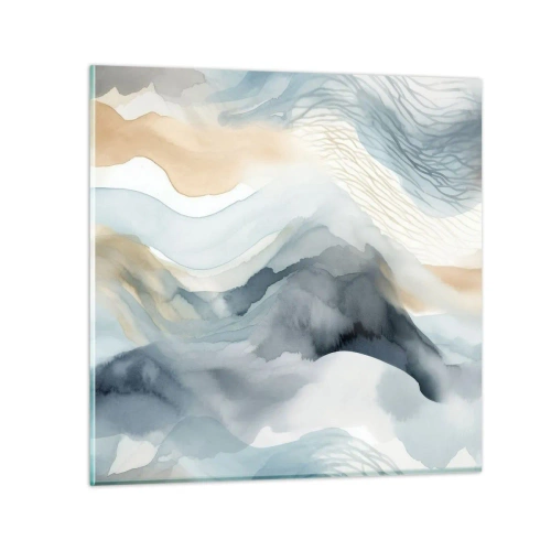 Glastavla - Bild på glas - Snöig och dimmig abstraktion - 30x30 cm
