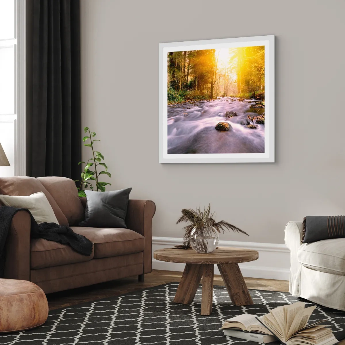 Affisch i vit ram - Malakit i silver-guld infattning - 60x60 cm