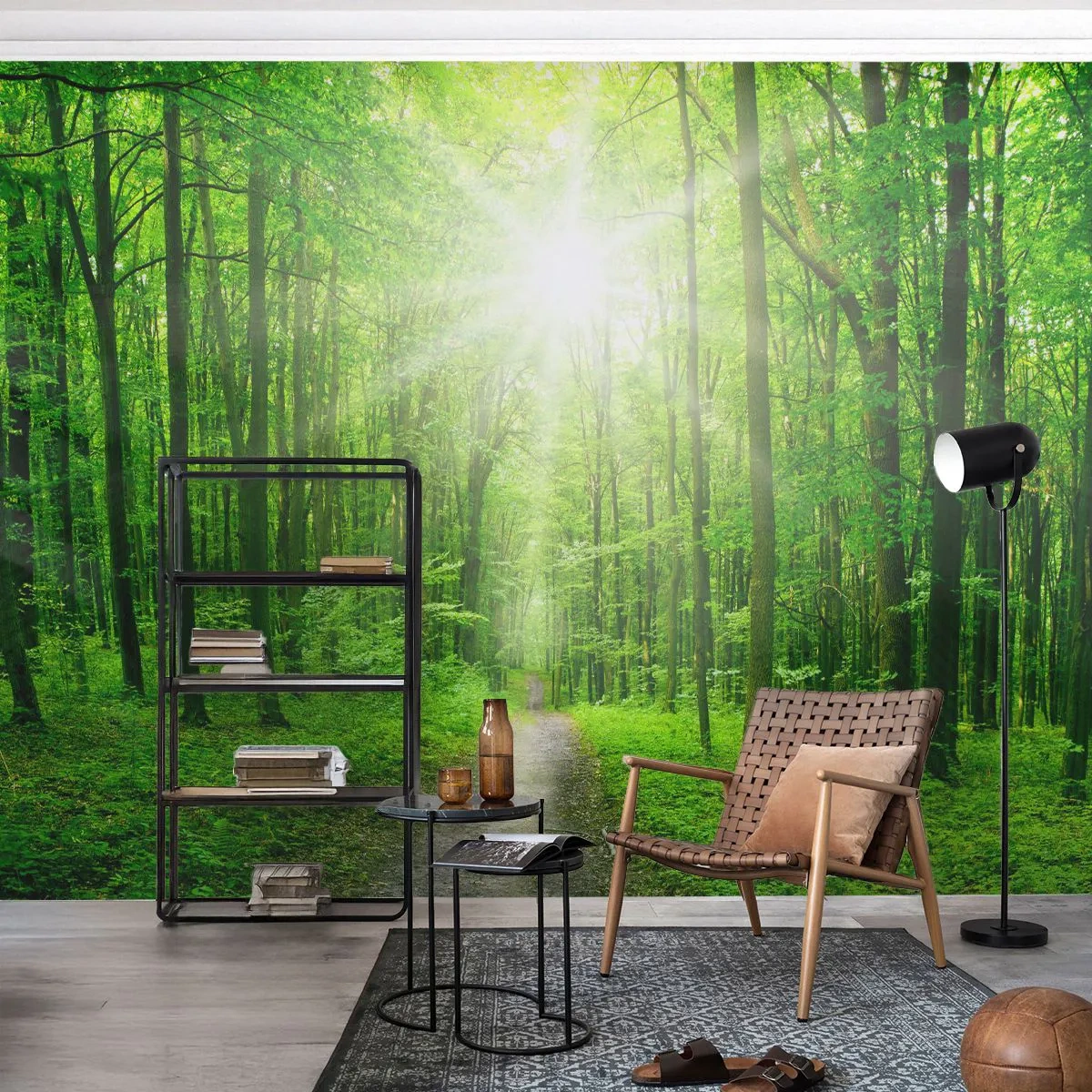 Fototapet Premium Canvas - Grön domkyrka - Landskap, Skog, Solens strålar - 200x140 cm