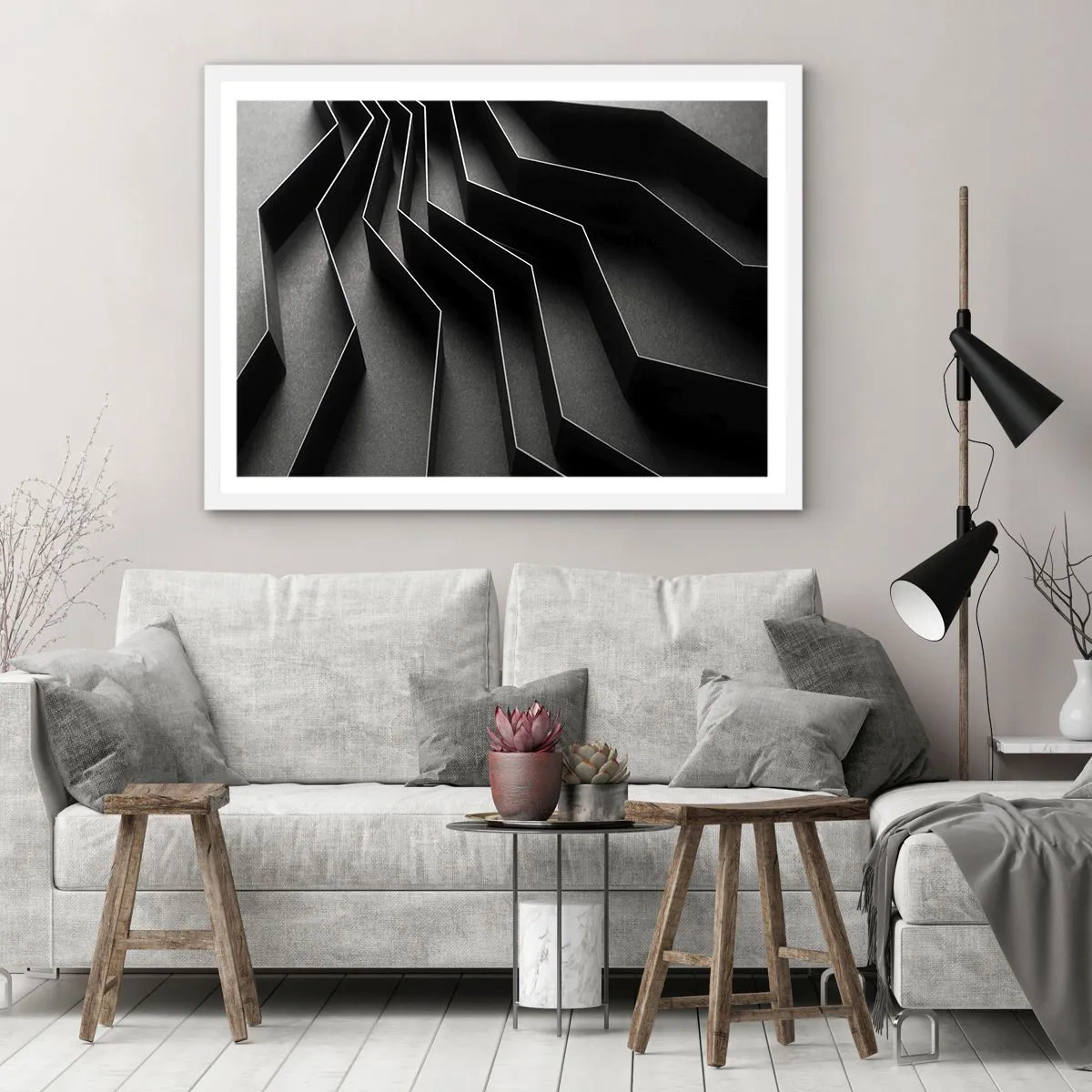 Affisch i vit ram - Rumslig ordning - 100x70 cm