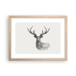 Affisch i ram av ljusek - Hjort i kubistisk stil - 40x30 cm