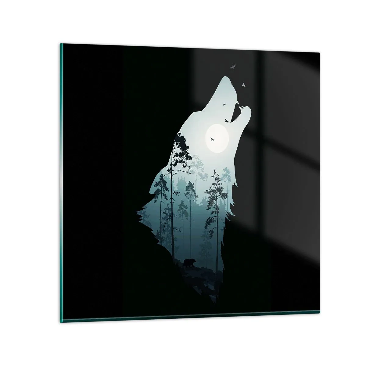 Glastavla - Bild på glas - Skogsnattens röst - 50x50 cm