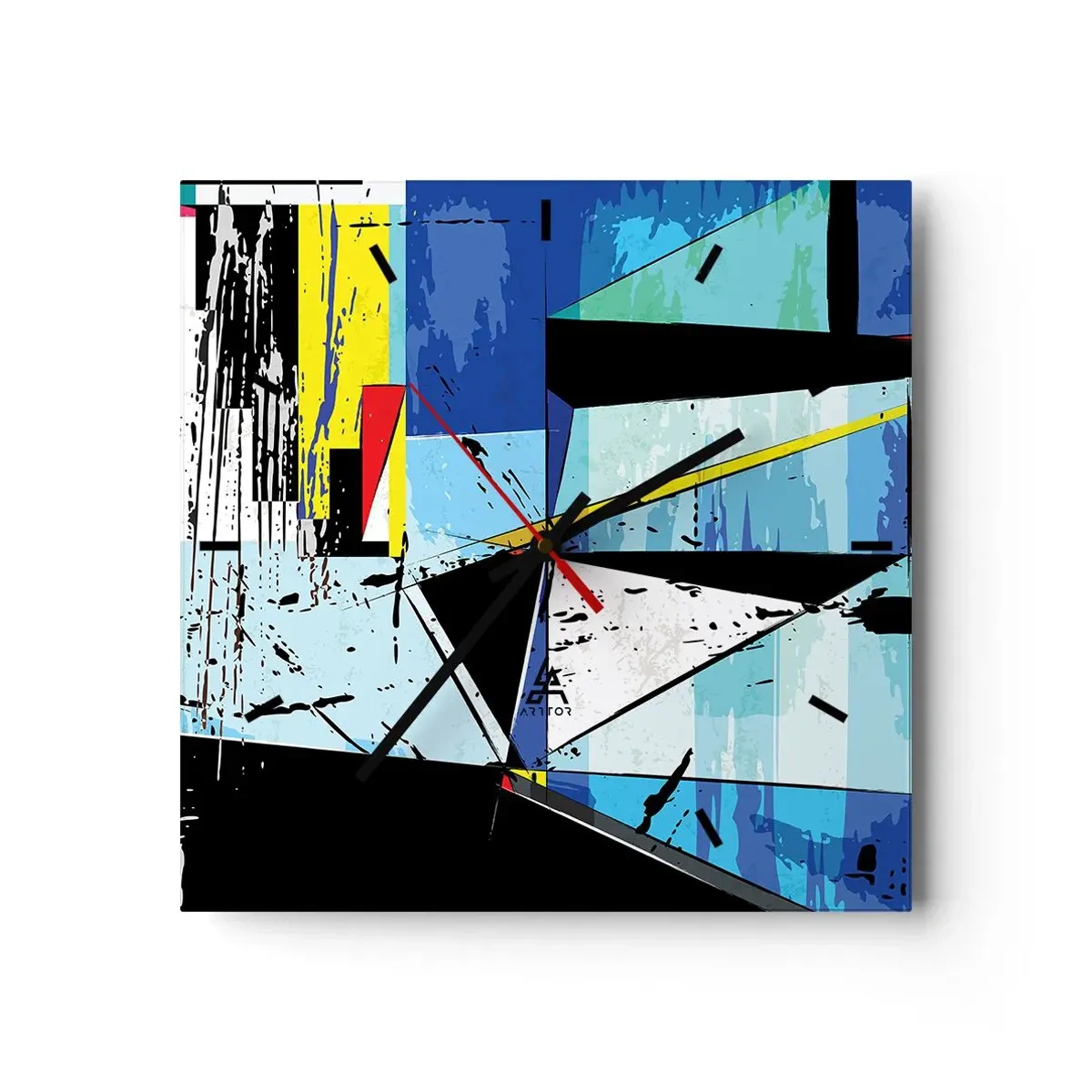 Väggklocka - Klocka på glas - Se värden ur en vinkel... - 30x30 cm
