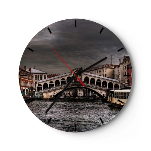 Väggklocka - Klocka på glas - Ett löfte om en kväll i Venedig - 40x40 cm