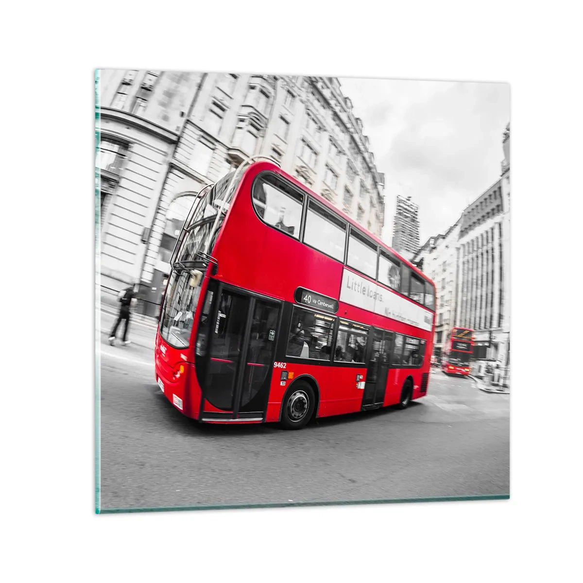 Glastavla - Bild på glas - Londo traditionellt - by bus - 30x30 cm