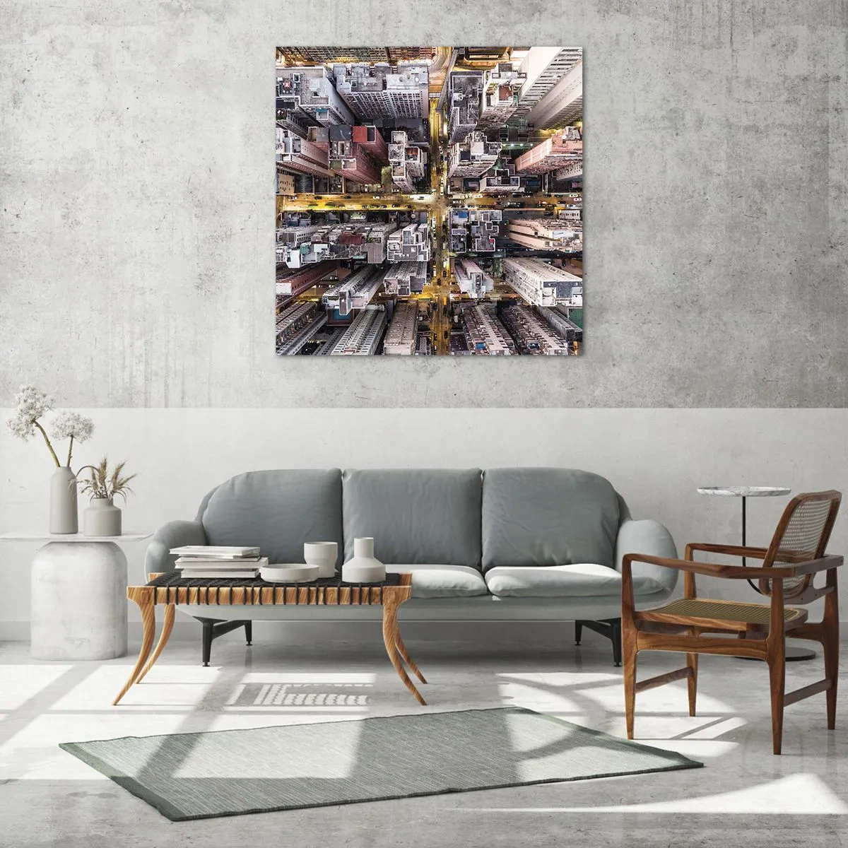 Glastavla - Bild på glas - Hälsningar från Hongkong - 50x50 cm
