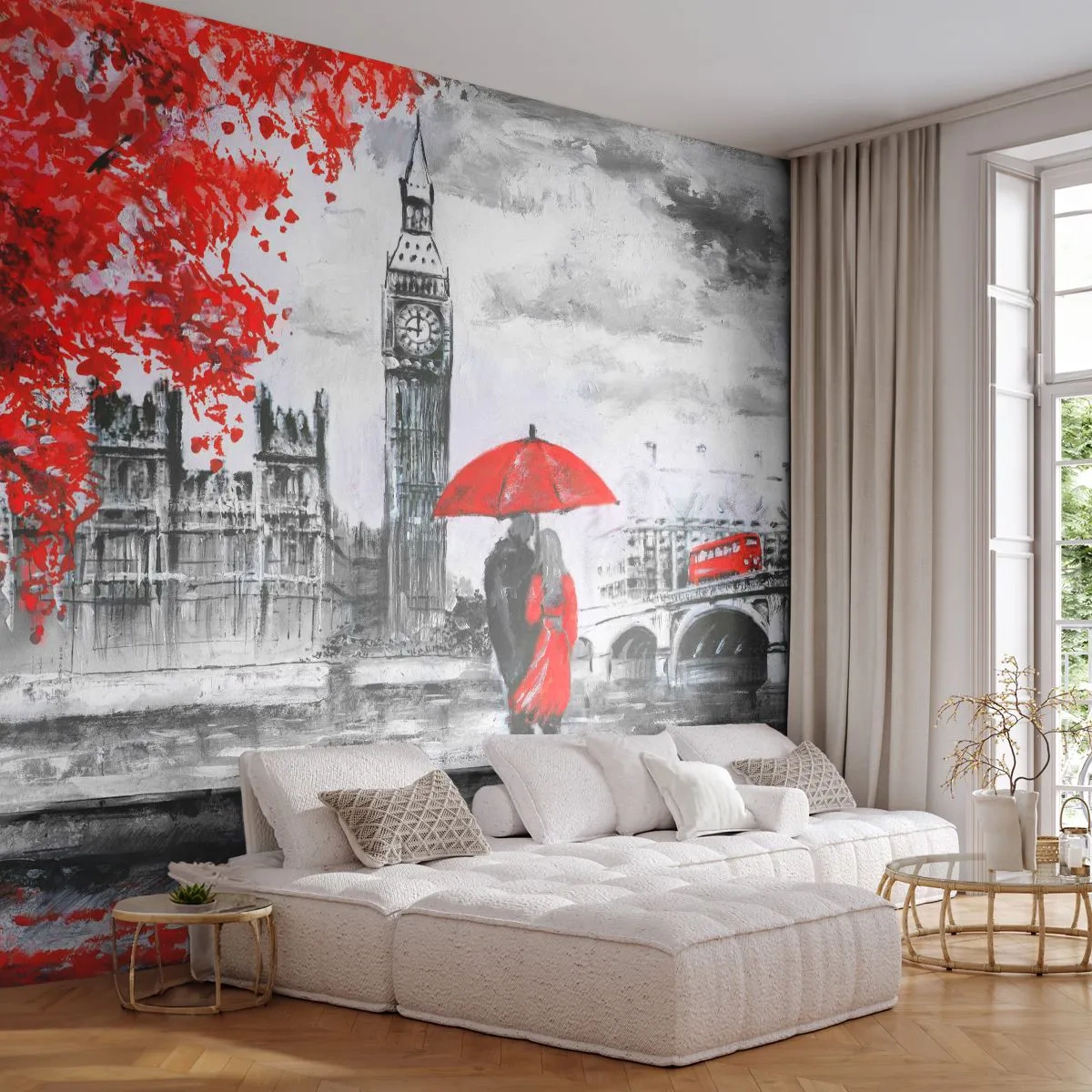 Självhäftande Fototapet Deluxe Sticker - Förälskade i London - Stad, London, Förälskade par - 250x175 cm