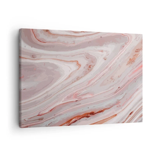 Canvastavla - Bild på duk - Abstrakta vågor i delikata nyanser av rosa och beige - 70x50cm - Flytande rosa - Modern väggdekoration för vardagsrum och sovrum ARTTOR