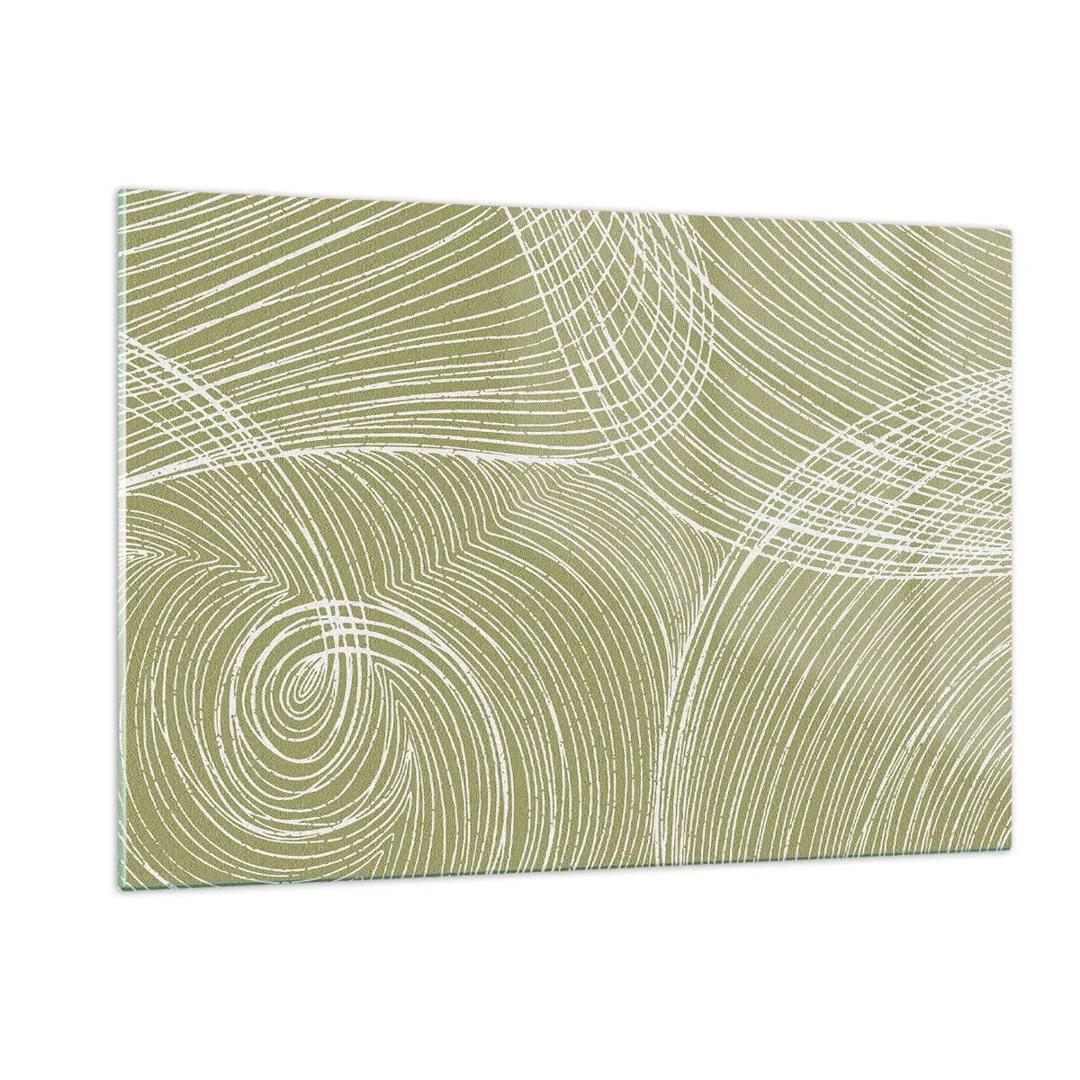 Glastavla - Bild på glas - Intrikat abstraktion i vitt - 120x80 cm