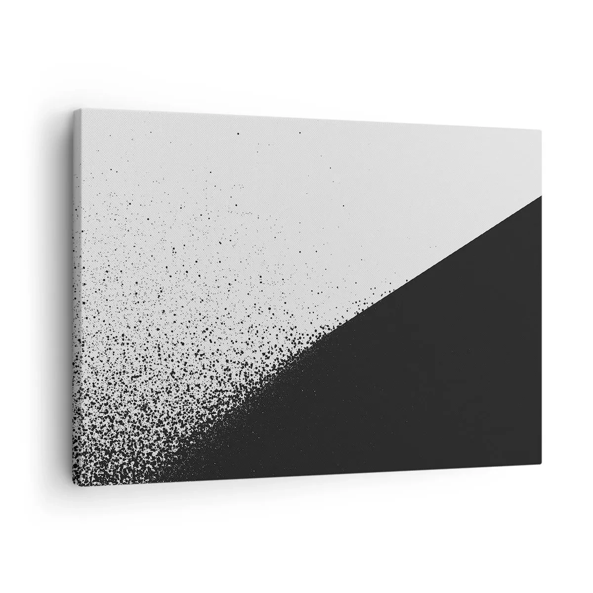 Canvastavla - Bild på duk - Minimalistisk abstraktion i svartvitt med spridda prickar - 70x50cm - Snabbare, mer - Modern väggdekoration för vardagsrum och sovrum ARTTOR
