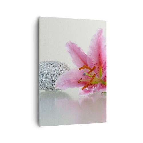 Canvastavla - Bild på duk - En studie i rosa, grå och vit - 70x100 cm