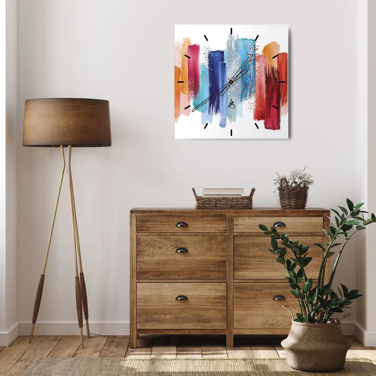 Väggklocka - Klocka på glas - Upp och ner  - 30x30 cm