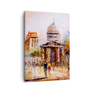 Canvastavla - Bild på duk - Promenad i Paris - 50x70 cm