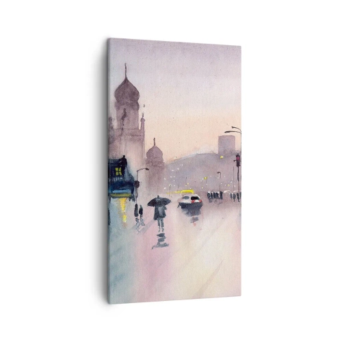 Canvastavla - Bild på duk - I regnig dimma - 45x80 cm