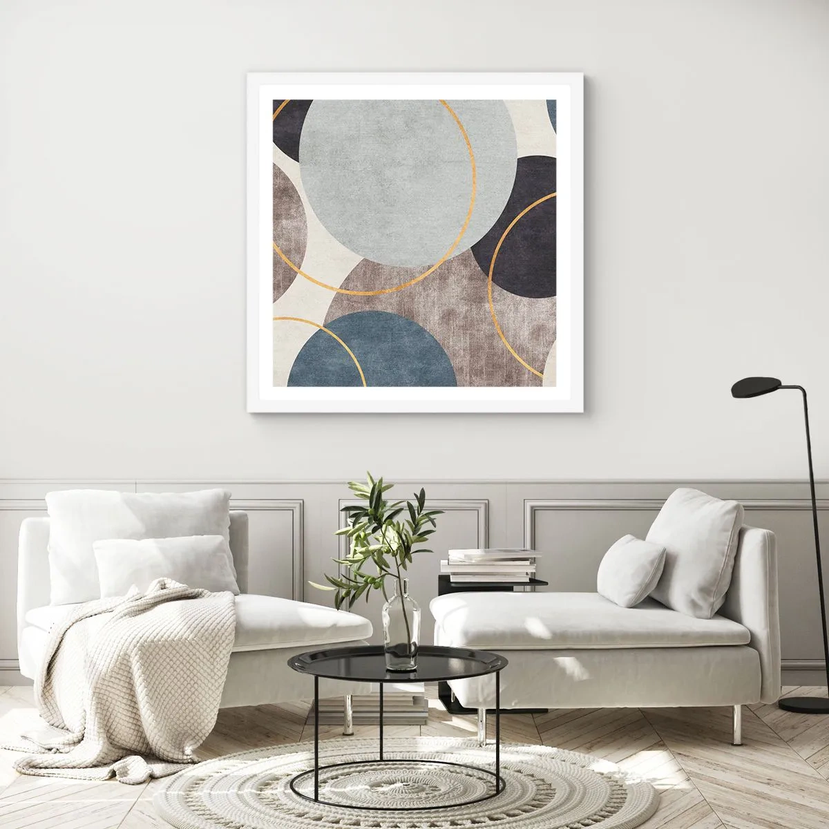 Affisch i vit ram - Cirkel efter cirkel - 40x40 cm