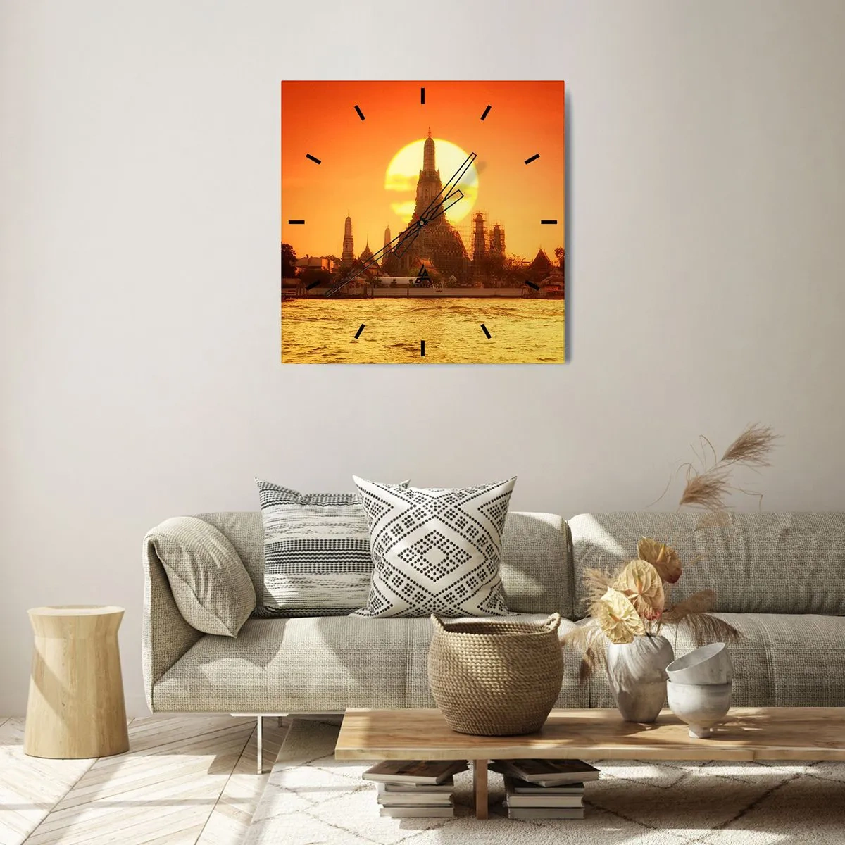 Väggklocka - Klocka på glas - Mot solen, alltid mot solen - 30x30 cm