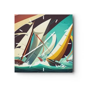 Väggklocka - Klocka på glas - Icke rädda för elementen - 40x40 cm