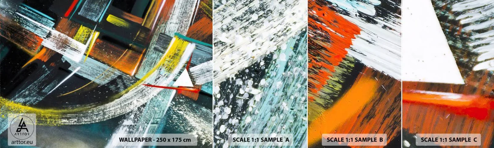 Provbit av självhäftande fototapet Deluxe Sticker - Rörelsens energi - Abstraktion, Bit, Modern konst - 100x30 cm