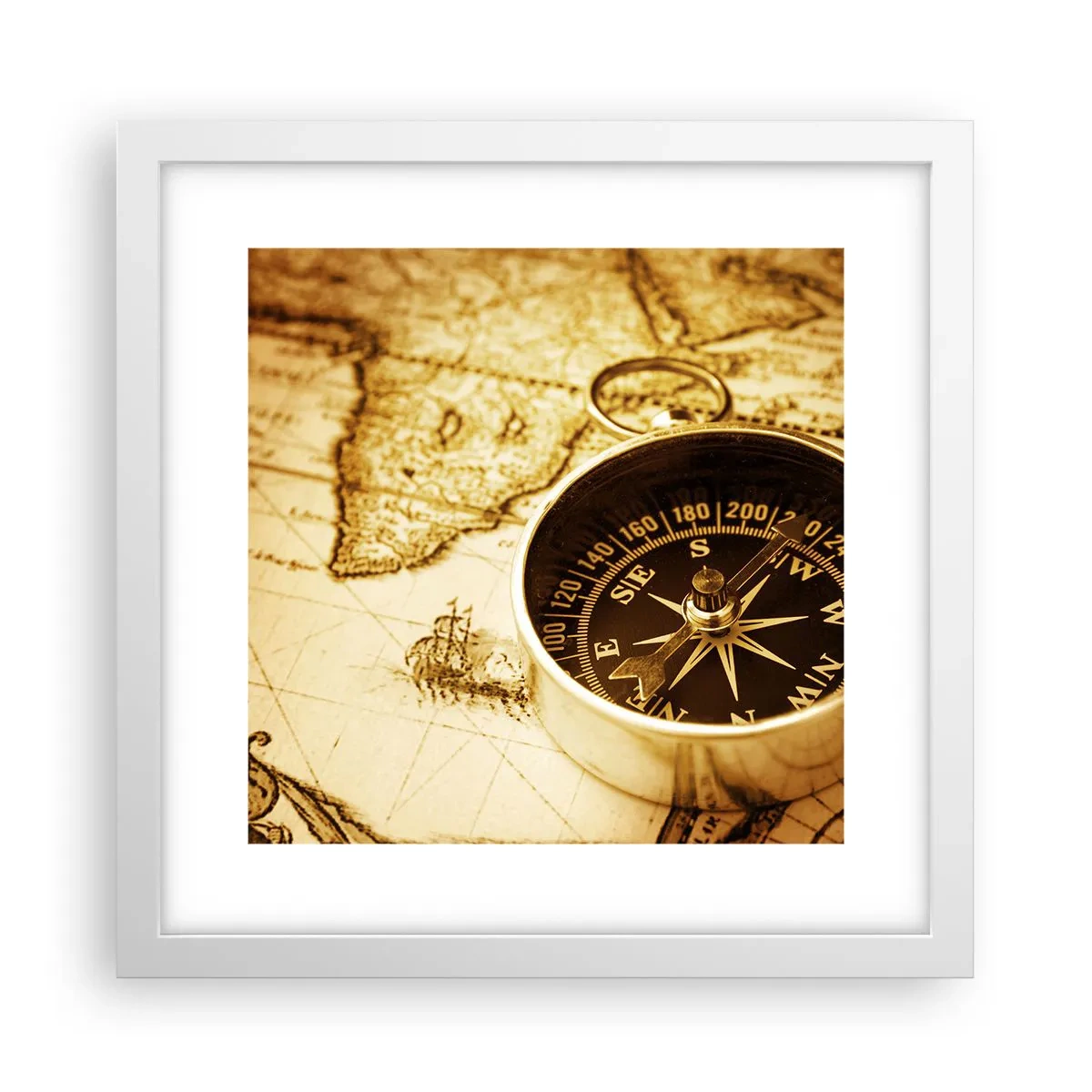 Affisch i vit ram - Västerut eller österut? - 30x30 cm