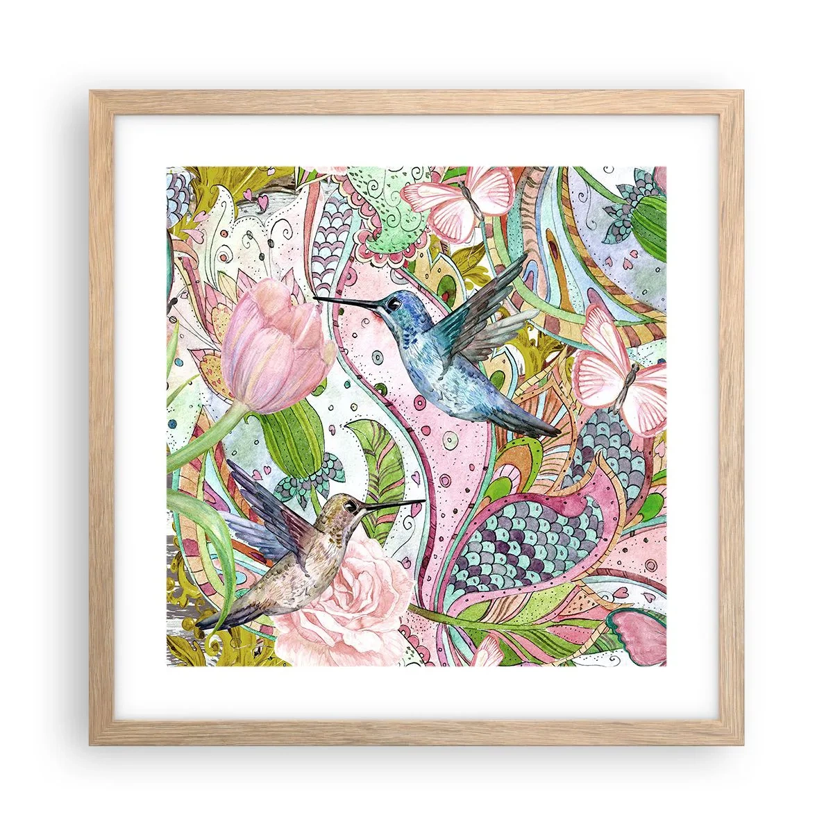 Affisch i ram av ljusek - Inbäddade i klätterväxter - 40x40 cm