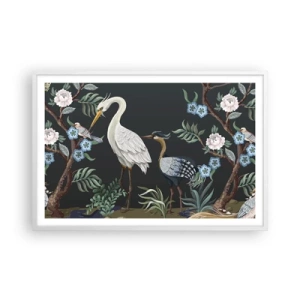 Affisch i vit ram - Fågelparad - 91x61 cm