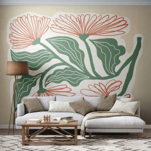 Självhäftande Fototapet Deluxe Sticker - Folkligt och modernt - Boho, Blommor, Minimalism - 100x70 cm