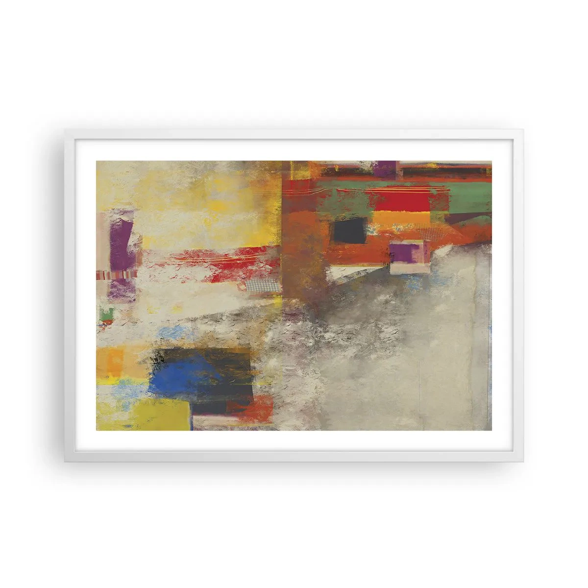 Affisch i vit ram - Färgernas geometri - 70x50 cm