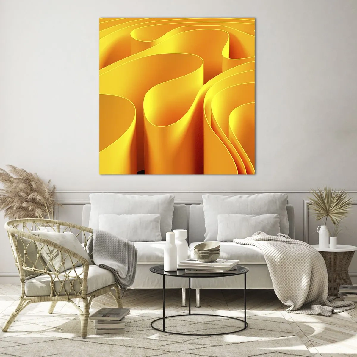 Glastavla - Bild på glas - Som solens vågor - 60x60 cm