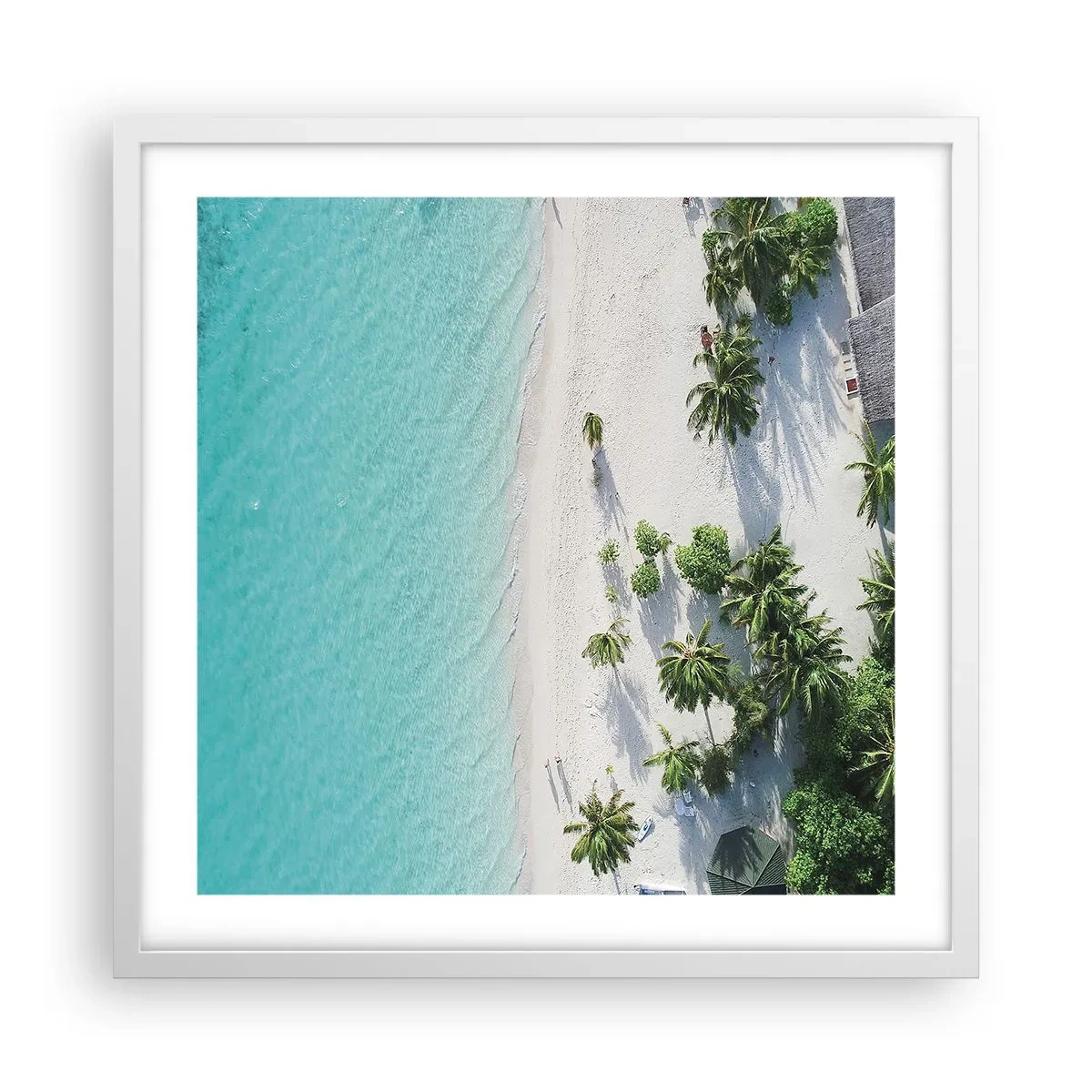 Affisch i vit ram - Semester i paradiset - 50x50 cm