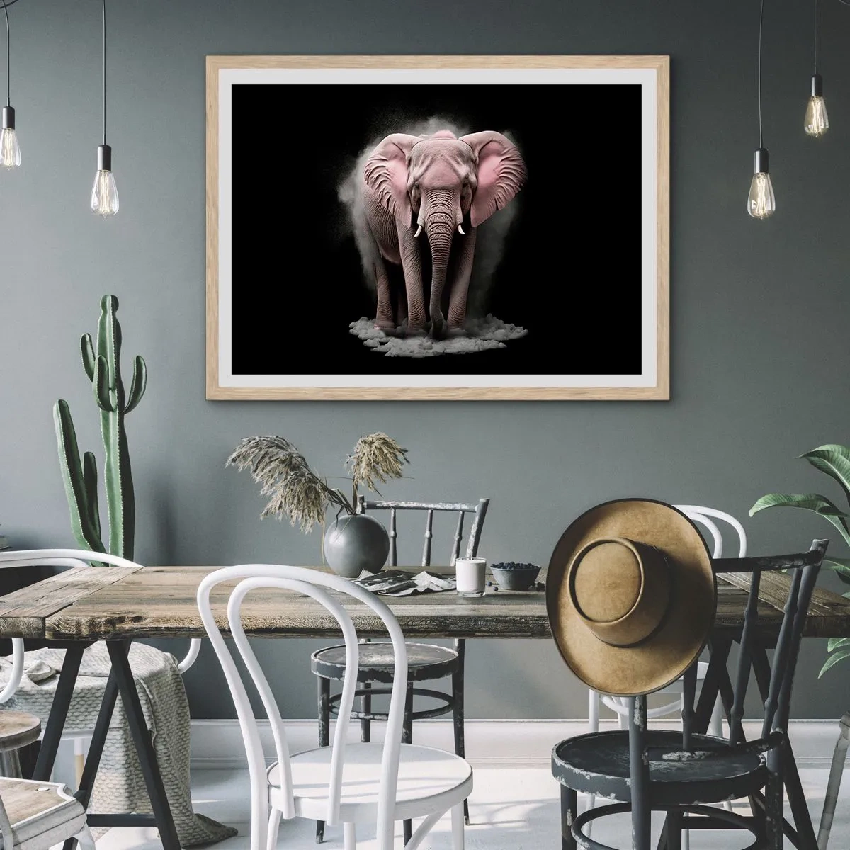 Affisch i ram av ljusek - Tänk inte på en rosa elefant! - 100x70 cm