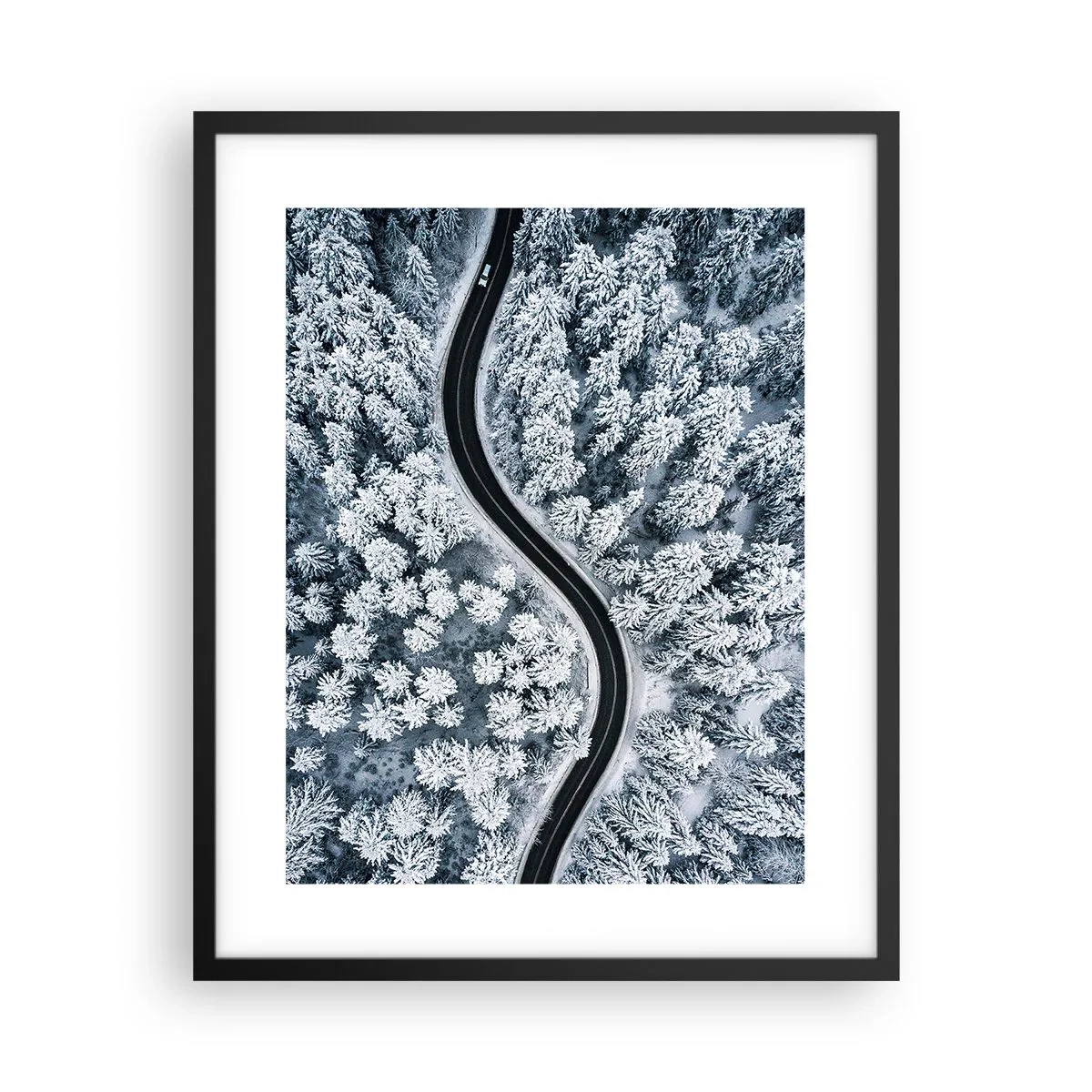 Affisch i svart ram - Genom vinterskogen - 40x50 cm