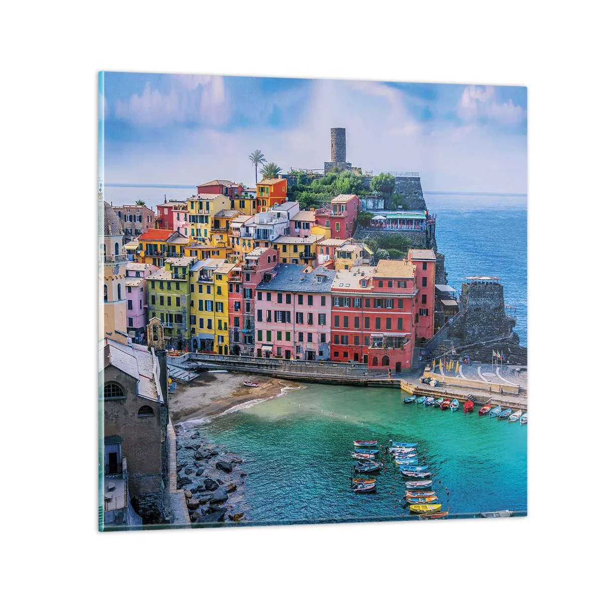 Glastavla - Bild på glas - Magisk stad i Medelhavet - 30x30 cm