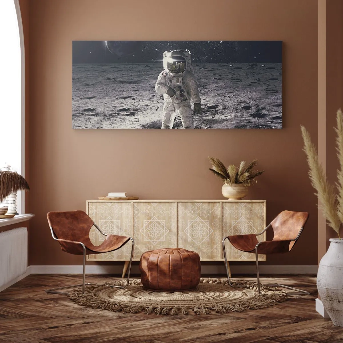 Canvastavla - Bild på duk - Hälsningar från månen - 100x40 cm