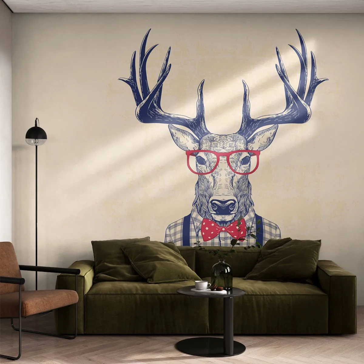Självhäftande Fototapet Deluxe Sticker - Rolig extravagans - Abstraktion, Rådjur, Hipster - 250x175 cm