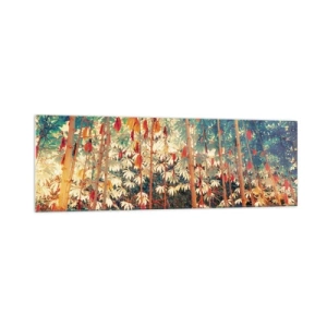 Glastavla - Bild på glas - Lövbladens hemlighetsfulla liv - 160x50 cm