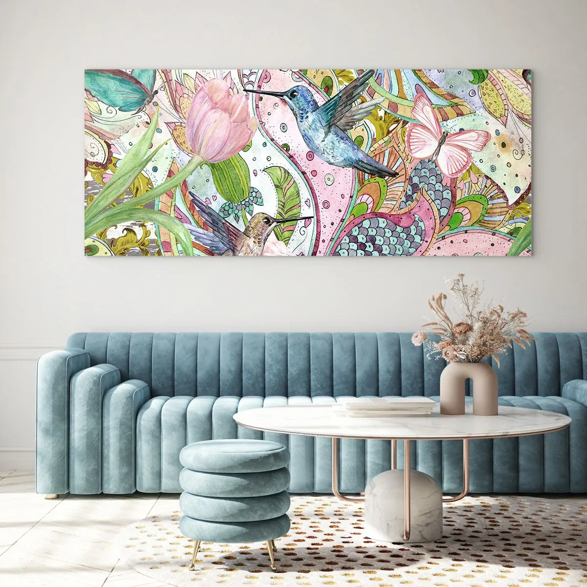 Glastavla - Bild på glas - Inbäddade i klätterväxter - 120x50 cm